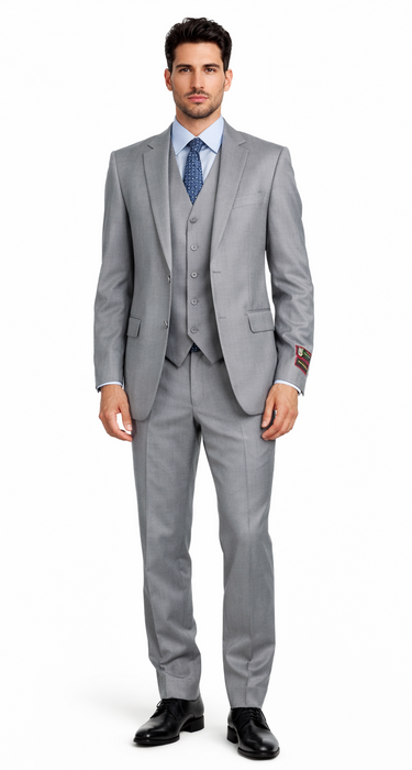 Giorgio Fiorelli Grey Two-Button Suit + Vest