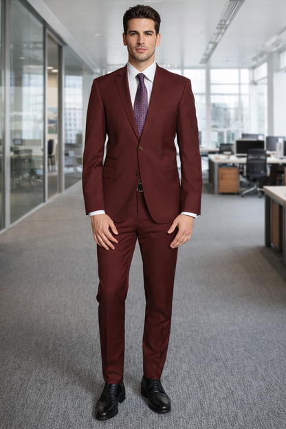 Giorgio Fiorelli Two-Button Suit in Burgundy, Camel, Beige - Image 5