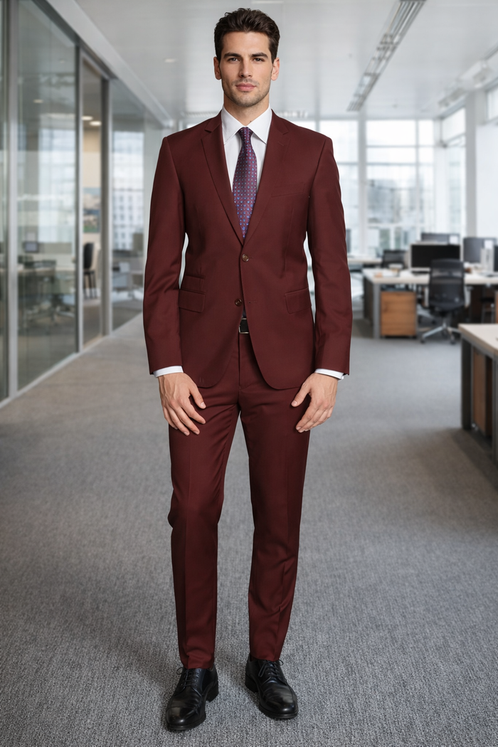 Giorgio Fiorelli Two-Button Suit in Burgundy, Camel, Beige - Image 5