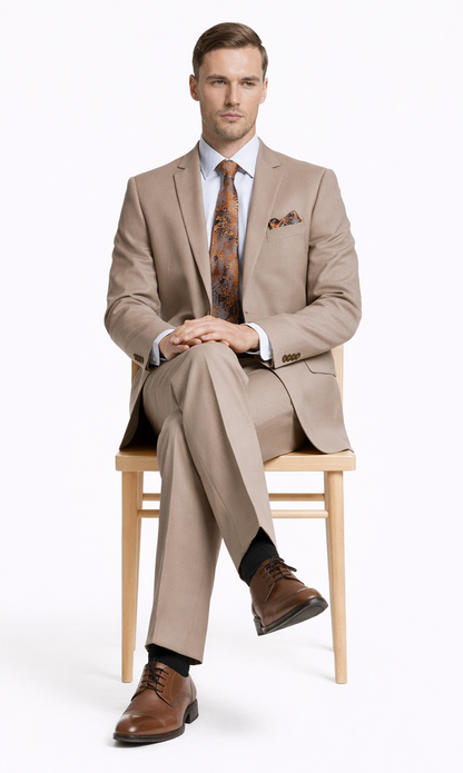 Giorgio Fiorelli Two-Button Suit in Burgundy, Camel, Beige - Image 8