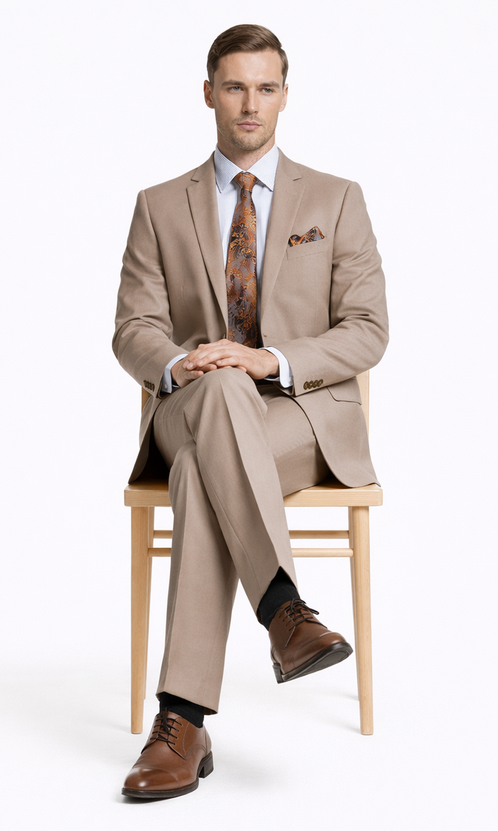 Giorgio Fiorelli Two-Button Suit in Burgundy, Camel, Beige - Image 8