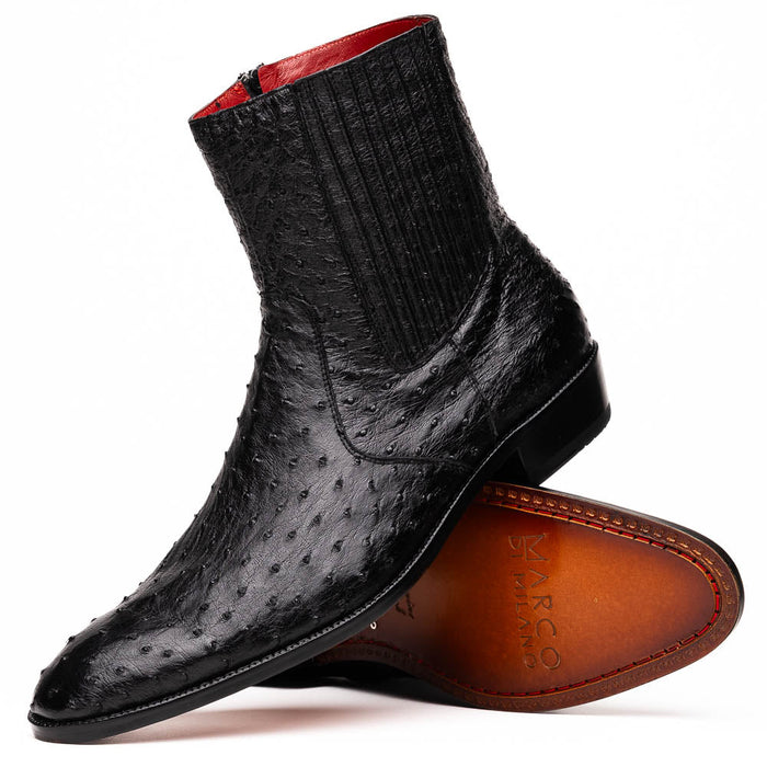 Marco Di Milano Giorgio Ostrich Quill Dress Boots Black