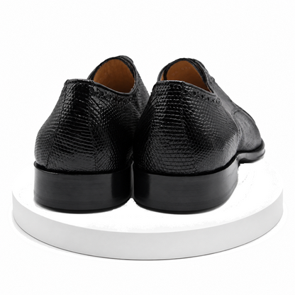 Men’s Giovanni Genuine Teju Lizard Lace-Up Dress Shoes – Black