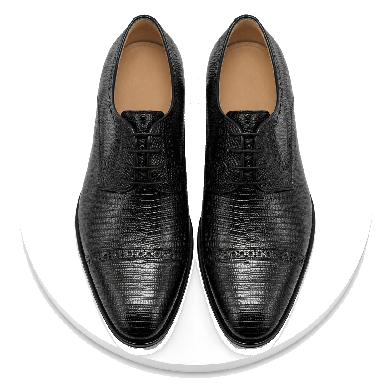 Men’s Giovanni Genuine Teju Lizard Lace-Up Dress Shoes – Black