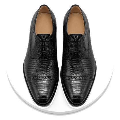 Men’s Giovanni Genuine Teju Lizard Lace-Up Dress Shoes – Black