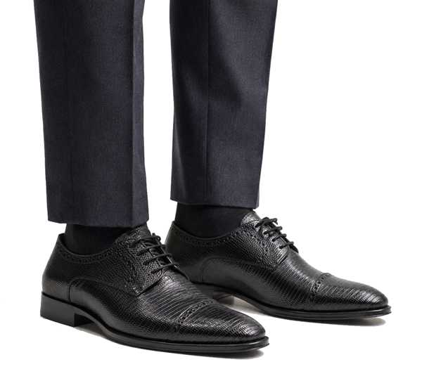 Men’s Giovanni Genuine Teju Lizard Lace-Up Dress Shoes – Black