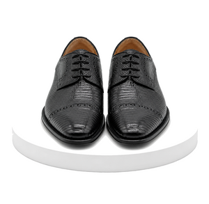Men’s Giovanni Genuine Teju Lizard Lace-Up Dress Shoes – Black