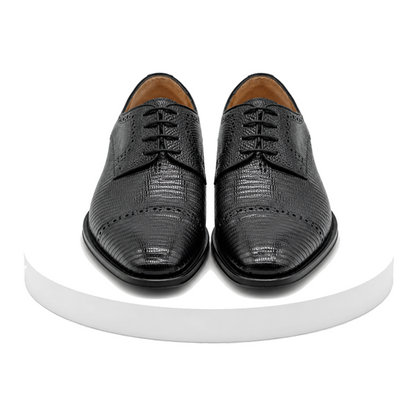 Men’s Giovanni Genuine Teju Lizard Lace-Up Dress Shoes – Black