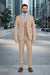 Glen Plaid Suit - Men's 3 Piece Slim Fit Suit - Beige Suit-  SV2W6