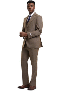 Men's Stacy Adams Modern Fit Vested Suit in Taupe Micro Check Plaid - Image 3