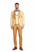 Gold Paisley 3-Piece Skinny Fit Suit – Wide Shawl Lapel with Matching Bow Tie