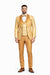 Gold Paisley 3-Piece Skinny Fit Suit – Wide Shawl Lapel with Matching Bow Tie