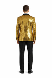 Men's One Button  Gold Sequin Blazer - Sequin Tuxedo - Dinner Jacket - Image 2