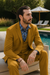 Modern Gold Men’s Suit – Peak Lapel, Double Breasted Vest, 2-Button Style