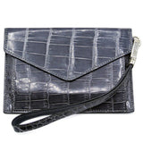 Zelli Gracen Genuine Nile Crocodile Envelope in Gray | A Zelli Italia Collaboration