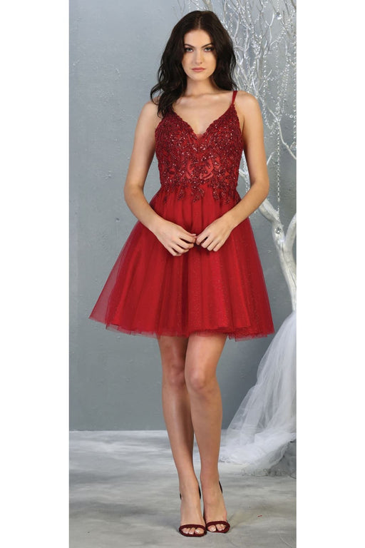 Quince Dama Dresses - Short Quinceanera Dresses in Color Burgundy