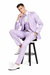 Graduation Suit - Men's One Button Vested Shiny Satin Sharkskin Prom & Wedding Party Suit in Lavender