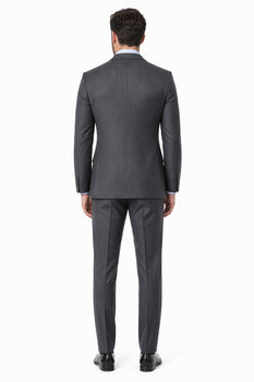 Men's Gray Pinstripe Three Piece Slim Fit Suits