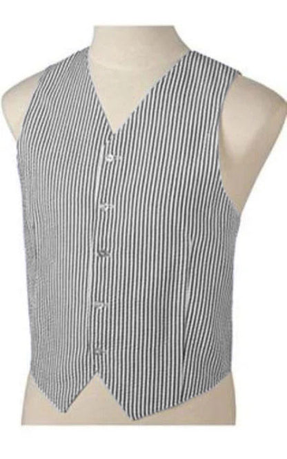 Men's Dark Navy Blue and White Stripe ~ Pinstripe Seersucker Sear sucker suit Vest Set - Image 5