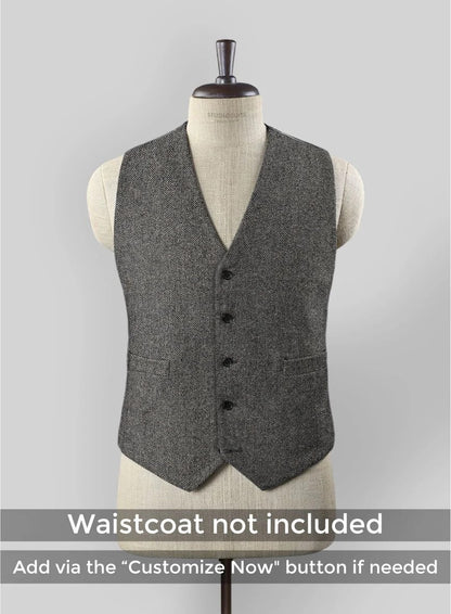 Men's Black Full-length Sleeves Buttoned Closure Peaky Blinders Suit - Peaky Blinders Outfit + Overcoat + Hat (Peaky Blinder Custome) - Image 34