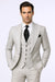 Suits With Baggy Pleated Pants - Wide Leg Pants 100% Wool - Classic Fit in Grey One Button 3 Piece Suit by Rossiman