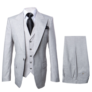 Grey One Button 3 Piece Suit by Rossiman 