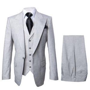 Grey One Button 3 Piece Suit by Rossiman 