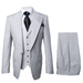 Suits With Baggy Pleated Pants - Wide Leg Pants 100% Wool - Classic Fit in Grey One Button 3 Piece Suit by Rossiman