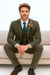 SKU#JA60784 Groomsmen Tweed Suit - Green Herringbone Western Suit - Traje Para Hombre