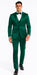 Stylish Green Satin Shiny Metallic Flashy with Sheen Slim Fit 3 Piece Tazzio Men's Suit with Peak Lapel
