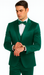 Stylish Green Satin Double Breasted Slim Fit 3 Piece Tazzio Men's Suit with Peak Lapel