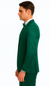 Stylish Green Satin Double Breasted Slim Fit 3 Piece Tazzio Men's Suit with Peak Lapel