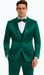 Stylish Green Satin Shiny Metallic Flashy with Sheen Slim Fit 3 Piece Tazzio Men's Suit with Peak Lapel