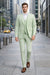 Men's Notch Label Green Colour Summer Seersucker Fabric Jacket and Pants 3 Piece Suit