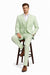 Men's Notch Label Green Colour Summer Seersucker Fabric Jacket and Pants 3 Piece Suit