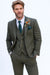SKU#JA60784 Groomsmen Tweed Suit - Green Herringbone Western Suit - Traje Para Hombre