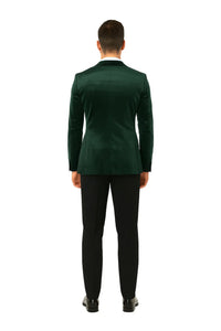 Green Velvet Double Breasted Tuxedo Jacket – Wedding & Prom - Image 4