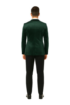 Green Velvet Double Breasted Tuxedo Jacket – Wedding & Prom - Image 4