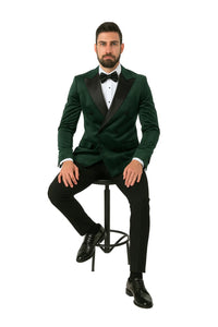 Green Velvet Double Breasted Tuxedo Jacket – Wedding & Prom - Image 5