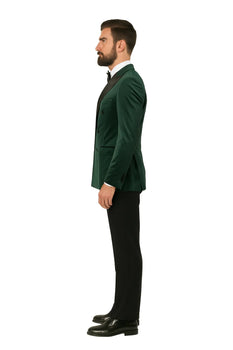 Green Velvet Double Breasted Tuxedo Jacket – Wedding & Prom - Image 8