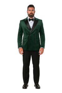 Green Velvet Double Breasted Tuxedo Jacket – Wedding & Prom - Image 6