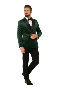 Green Velvet Double Breasted Tuxedo Jacket – Wedding & Prom - Image 7