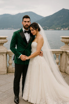 Green Velvet Double Breasted Tuxedo Jacket – Wedding & Prom - Image 3