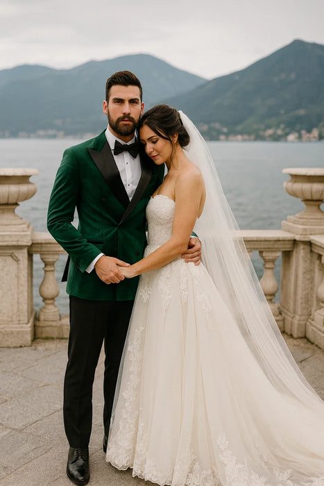 Green Velvet Double Breasted Tuxedo Jacket – Wedding & Prom