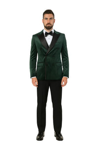 Green Velvet Double Breasted Tuxedo Jacket – Wedding & Prom