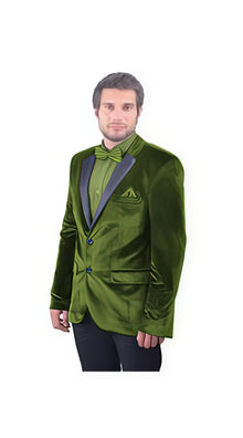 Men's 2 Button Olive Green Satin  Cheap Priced Designer Fashion Dress Casual Blazer On Sale Velvet Blazer