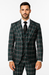 Suits With Baggy Pleated Pants - Wide Leg Pants 100% Wool - Classic Fit in Green Color by Rossiman