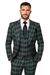 Suits With Baggy Pleated Pants - Wide Leg Pants 100% Wool - Classic Fit in Green Color by Rossiman