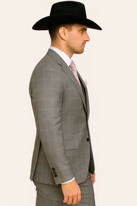 Grey and Pink Suits Including Shirt and Tie