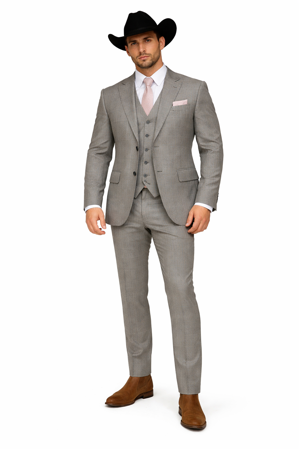Grey and Pink Suits Including Shirt and Tie Modern Fit